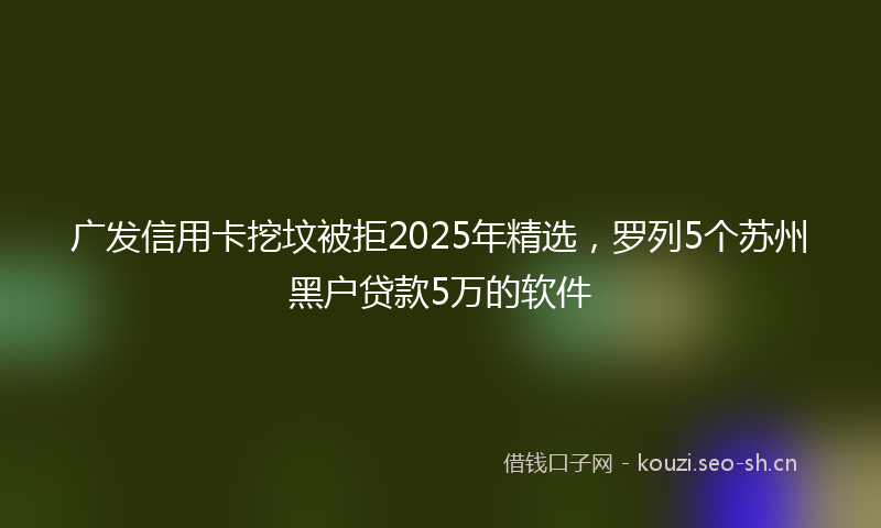 广发信用卡挖坟被拒2025年精选，罗列5个苏州黑户贷款5万的软件