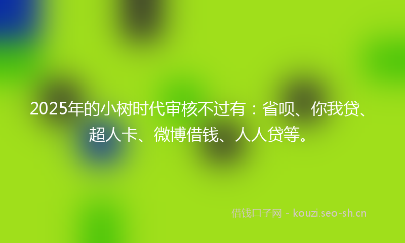 2025年的小树时代审核不过有：省呗、你我贷、超人卡、微博借钱、人人贷等。