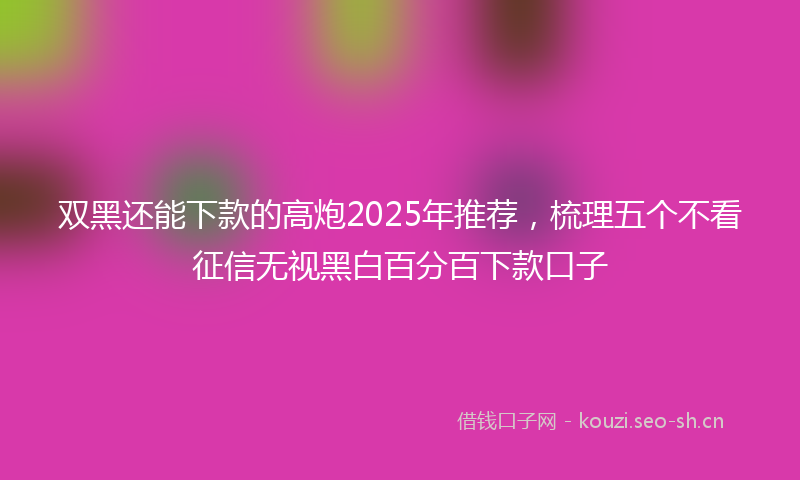 双黑还能下款的高炮2025年推荐,梳理五个不看征信无视黑白百分百下款口子