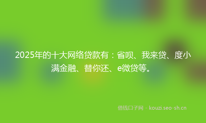 2025年的十大网络贷款有:省呗、我来贷、度小满金融、替你还、e微贷等。