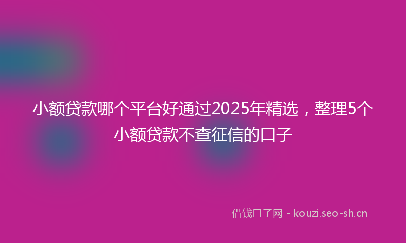 小额贷款哪个平台好通过2025年精选，整理5个小额贷款不查征信的口子