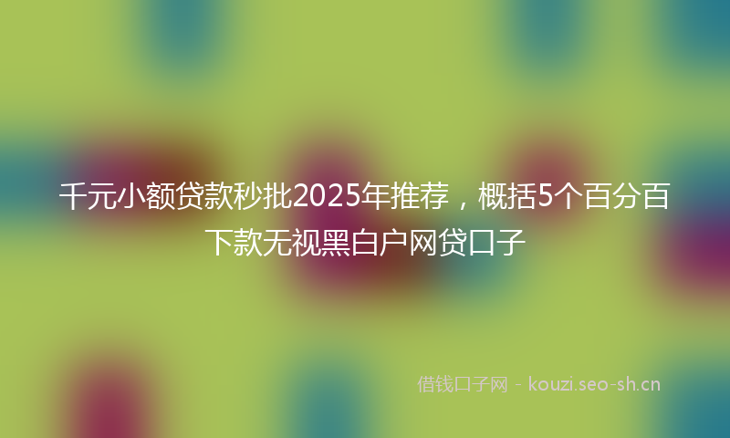 千元小额贷款秒批2025年推荐，概括5个百分百下款无视黑白户网贷口子