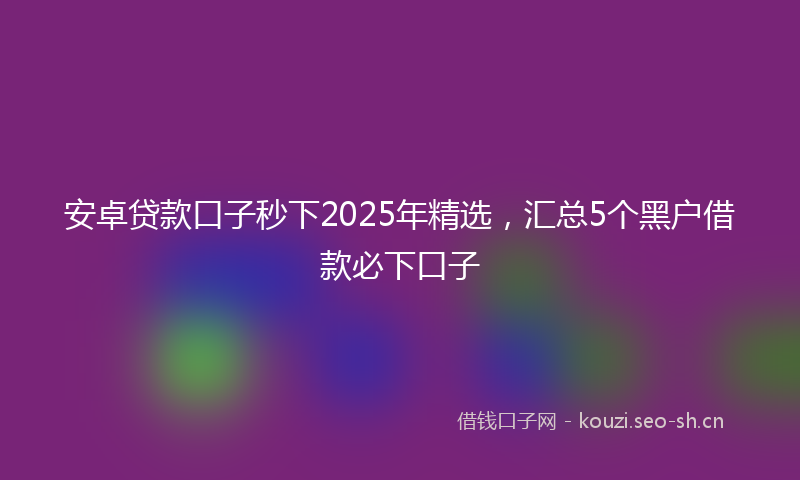 安卓贷款口子秒下2025年精选，汇总5个黑户借款必下口子