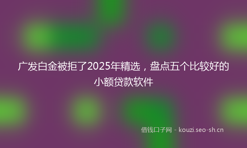 广发白金被拒了2025年精选,盘点五个比较好的小额贷款软件