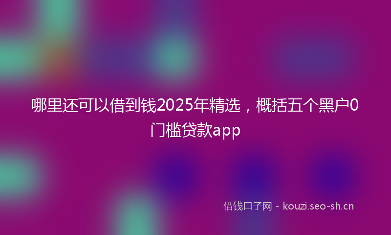 哪里还可以借到钱2025年精选，概括五个黑户0门槛贷款app
