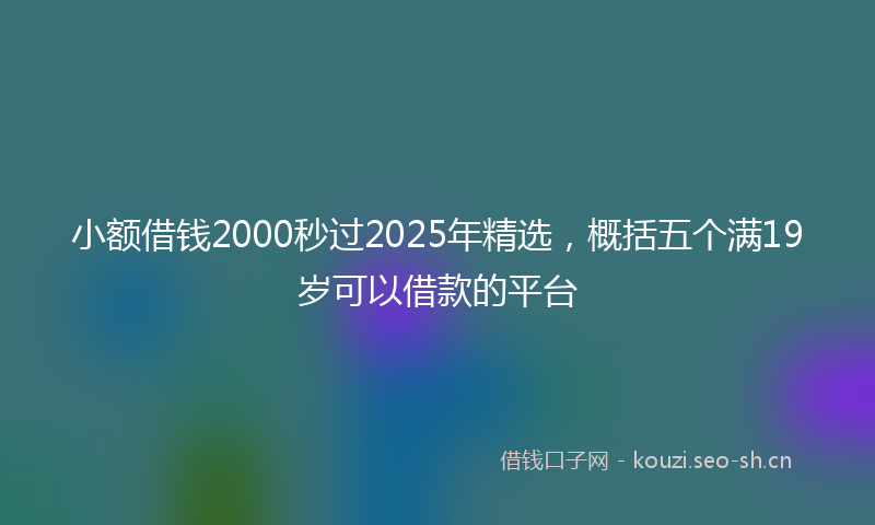 小额借钱2000秒过2025年精选，概括五个满19岁可以借款的平台