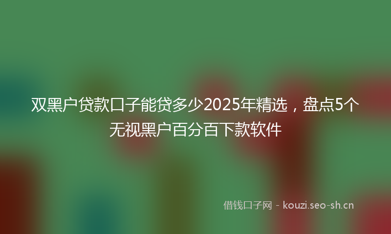 双黑户贷款口子能贷多少2025年精选，盘点5个无视黑户百分百下款软件
