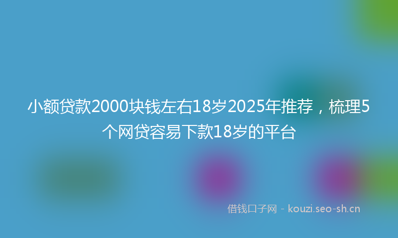 小额贷款2000块钱左右18岁2025年推荐，梳理5个网贷容易下款18岁的平台