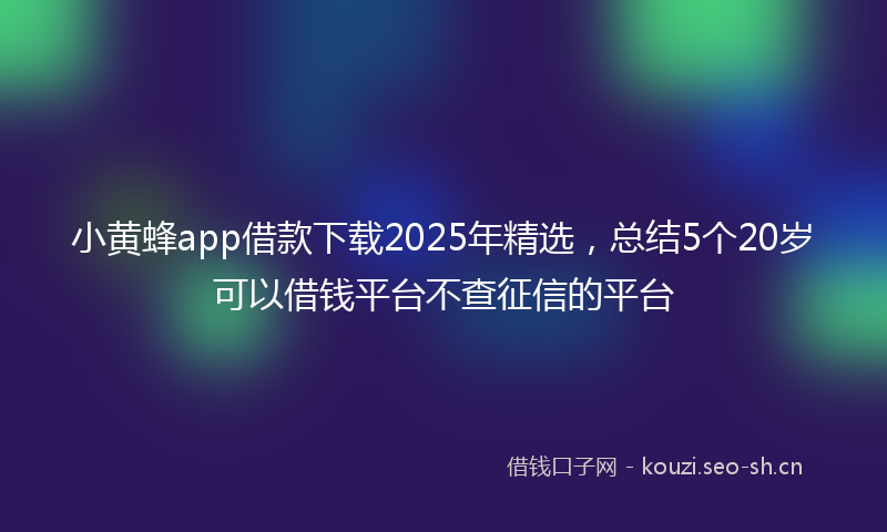 小黄蜂app借款下载2025年精选，总结5个20岁可以借钱平台不查征信的平台