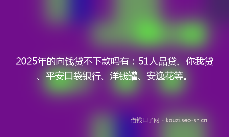 2025年的向钱贷不下款吗有：51人品贷、你我贷、平安口袋银行、洋钱罐、安逸花等。