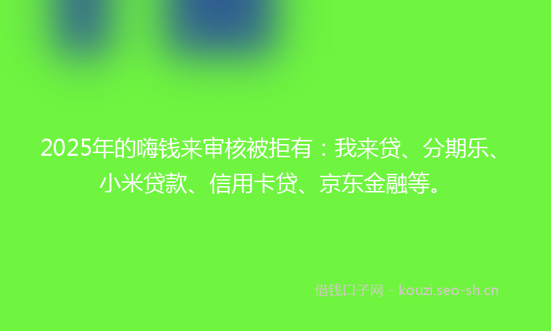 2025年的嗨钱来审核被拒有：我来贷、分期乐、小米贷款、信用卡贷、京东金融等。