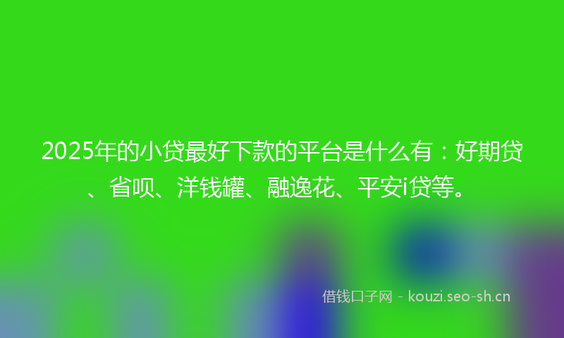 2025年的小贷最好下款的平台是什么有：好期贷、省呗、洋钱罐、融逸花、平安i贷等。