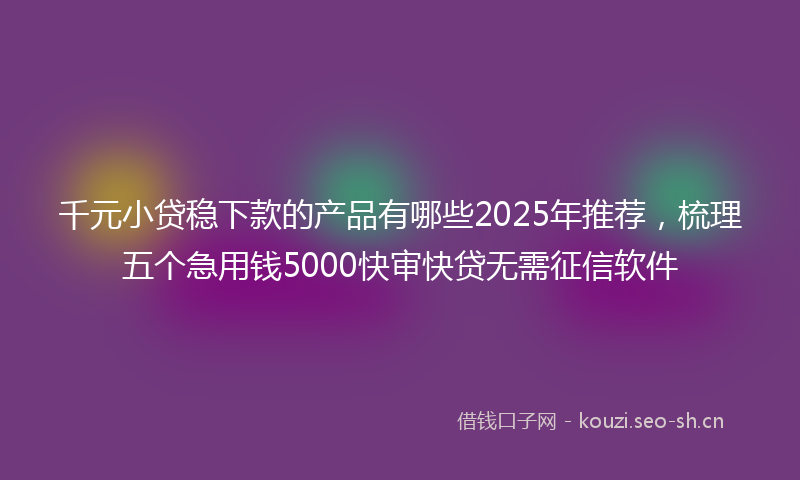 千元小贷稳下款的产品有哪些2025年推荐,梳理五个急用钱5000快审快贷无需征信软件
