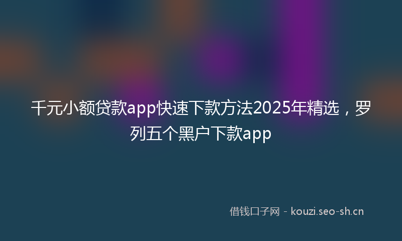 千元小额贷款app快速下款方法2025年精选，罗列五个黑户下款app