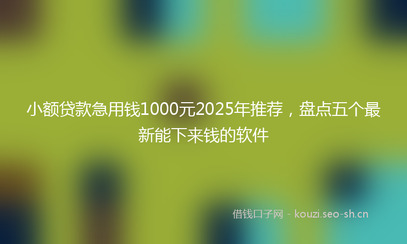 小额贷款急用钱1000元2025年推荐，盘点五个最新能下来钱的软件