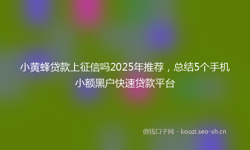 小黄蜂贷款上征信吗2025年推荐，总结5个手机小额黑户快速贷款平台