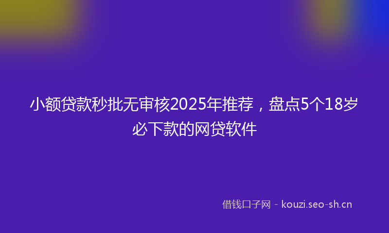 小额贷款秒批无审核2025年推荐，盘点5个18岁必下款的网贷软件