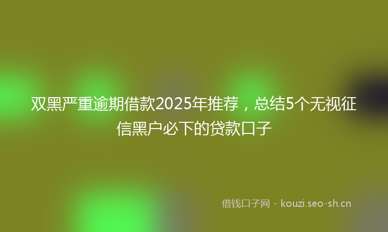 双黑严重逾期借款2025年推荐，总结5个无视征信黑户必下的贷款口子