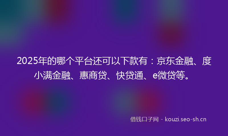 2025年的哪个平台还可以下款有：京东金融、度小满金融、惠商贷、快贷通、e微贷等。