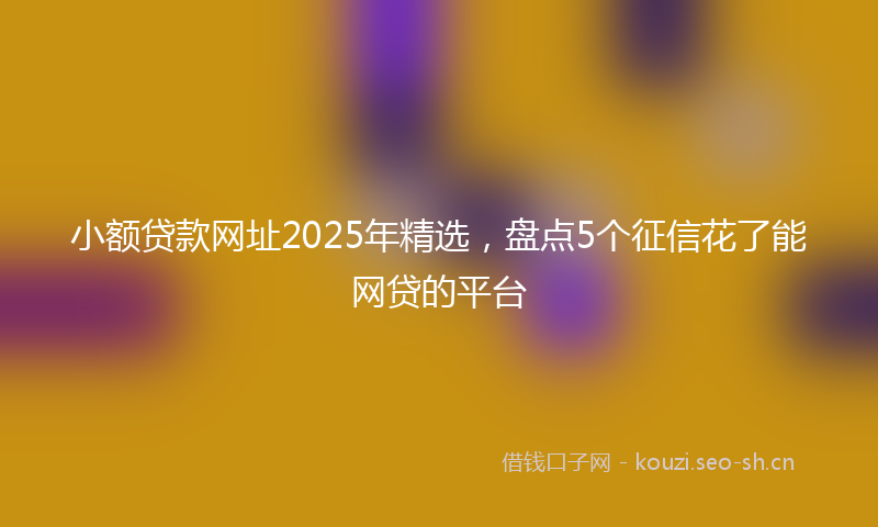 小额贷款网址2025年精选,盘点5个征信花了能网贷的平台