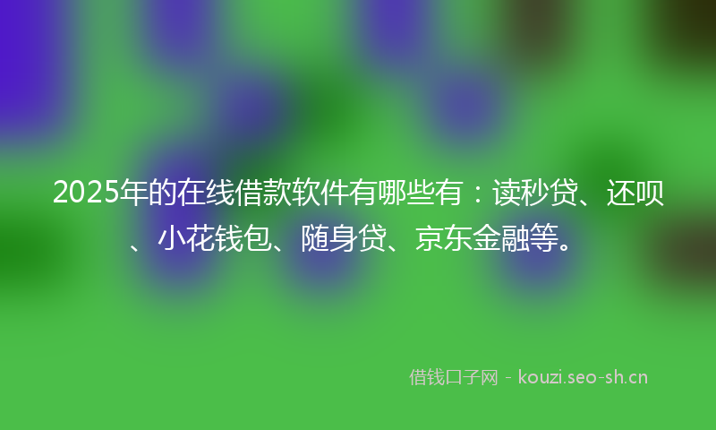 2025年的在线借款软件有哪些有：读秒贷、还呗、小花钱包、随身贷、京东金融等。