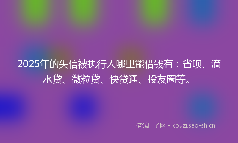 2025年的失信被执行人哪里能借钱有：省呗、滴水贷、微粒贷、快贷通、投友圈等。