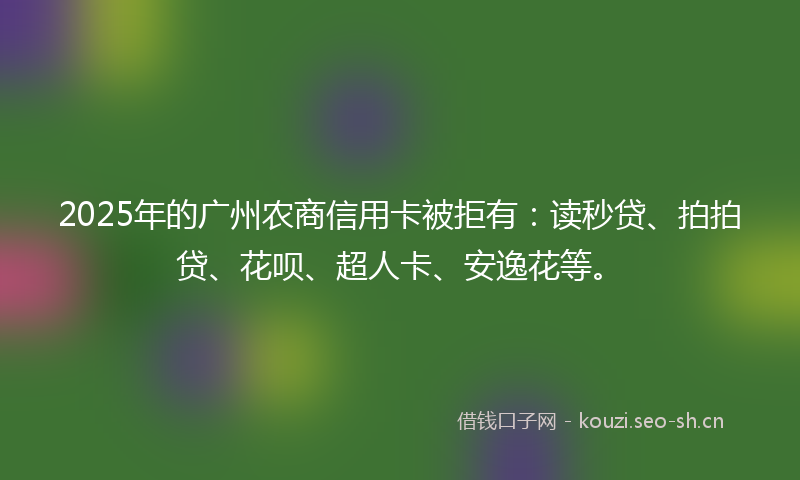 2025年的广州农商信用卡被拒有:读秒贷、拍拍贷、花呗、超人卡、安逸花等。