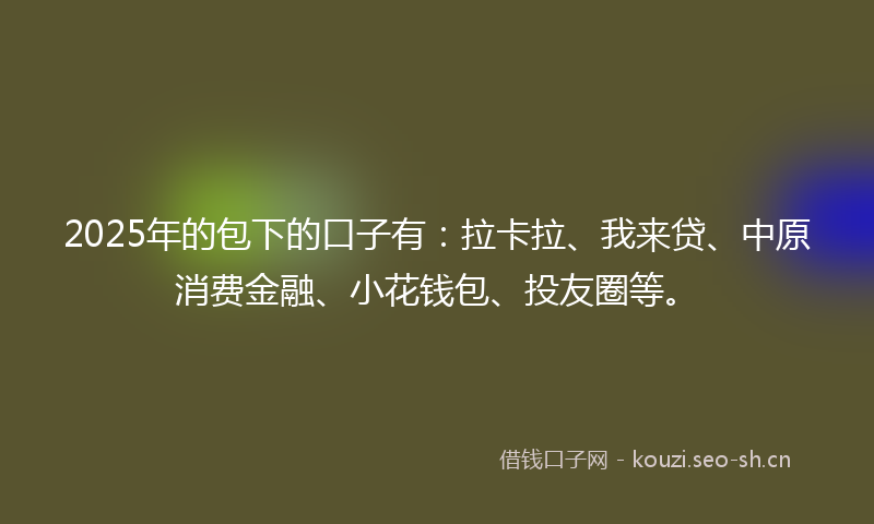 2025年的包下的口子有:拉卡拉、我来贷、中原消费金融、小花钱包、投友圈等。