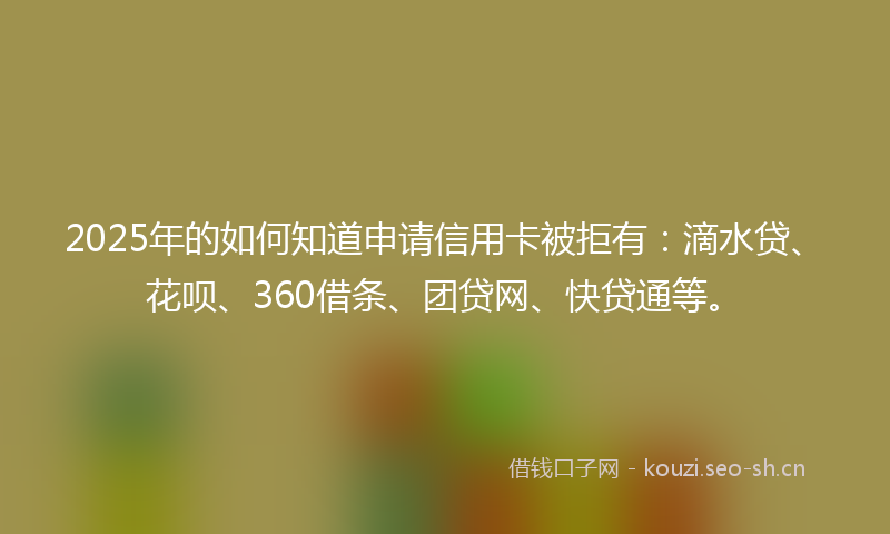 2025年的如何知道申请信用卡被拒有：滴水贷、花呗、360借条、团贷网、快贷通等。