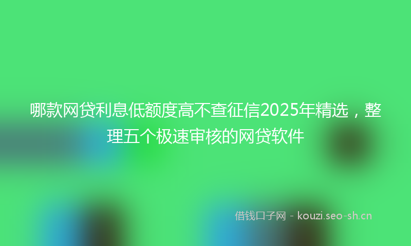 哪款网贷利息低额度高不查征信2025年精选，整理五个极速审核的网贷软件