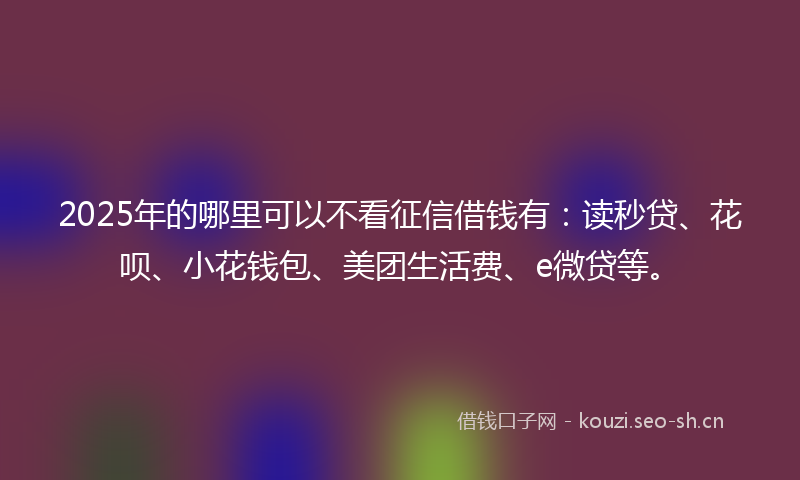 2025年的哪里可以不看征信借钱有：读秒贷、花呗、小花钱包、美团生活费、e微贷等。