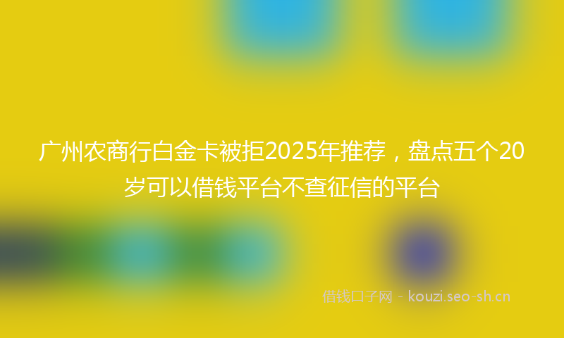 广州农商行白金卡被拒2025年推荐，盘点五个20岁可以借钱平台不查征信的平台