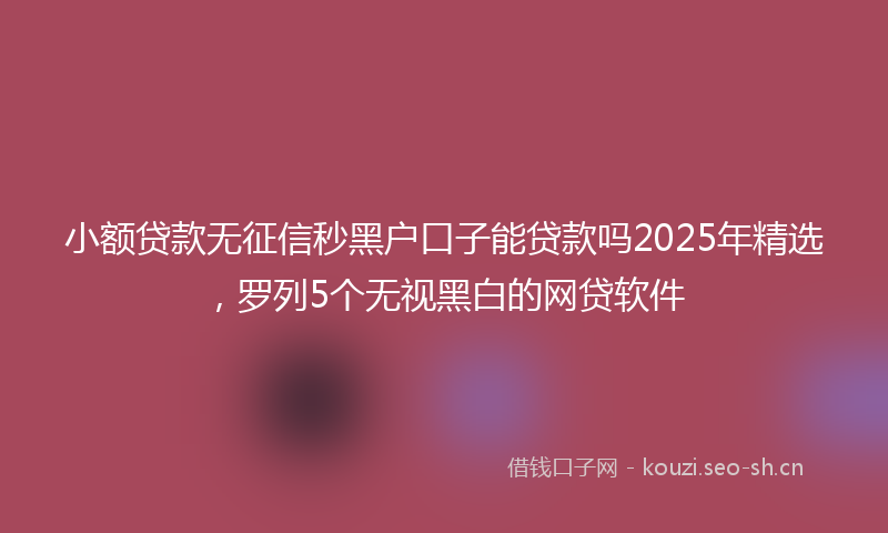 小额贷款无征信秒黑户口子能贷款吗2025年精选，罗列5个无视黑白的网贷软件