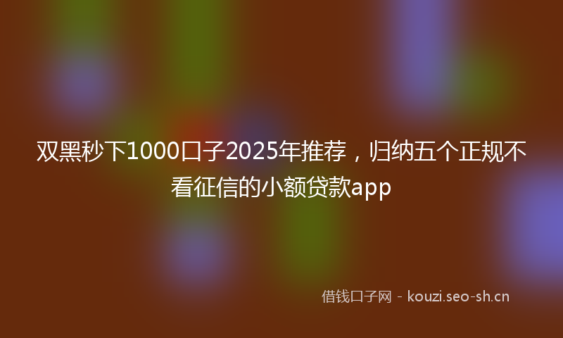 双黑秒下1000口子2025年推荐，归纳五个正规不看征信的小额贷款app