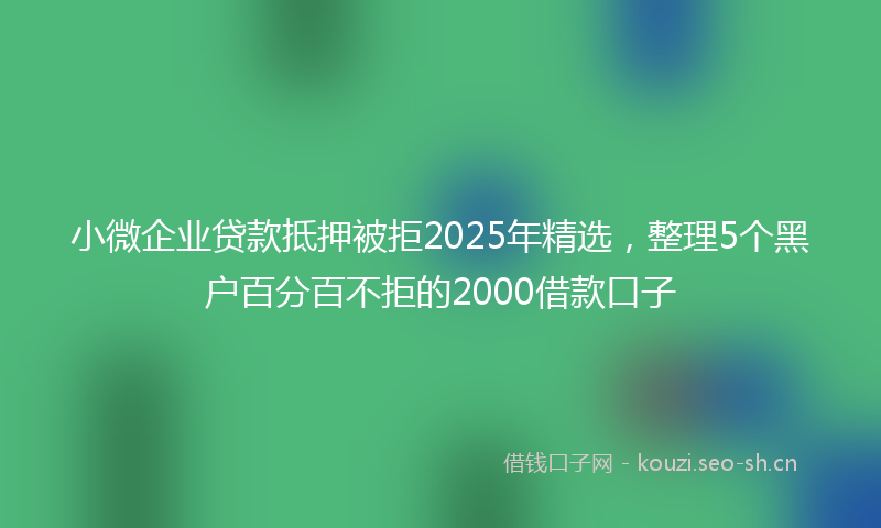 小微企业贷款抵押被拒2025年精选，整理5个黑户百分百不拒的2000借款口子