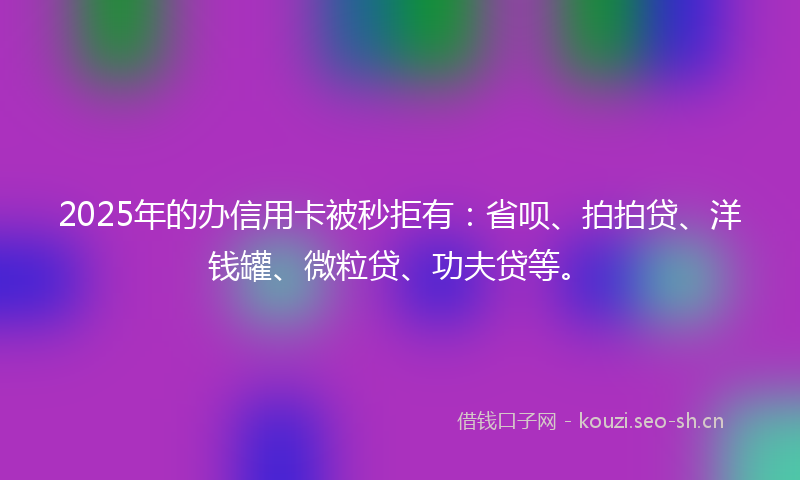 2025年的办信用卡被秒拒有：省呗、拍拍贷、洋钱罐、微粒贷、功夫贷等。