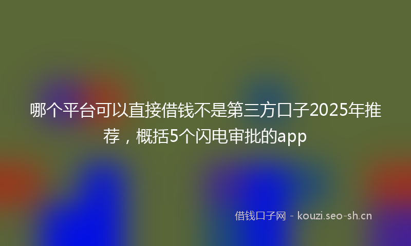 哪个平台可以直接借钱不是第三方口子2025年推荐，概括5个闪电审批的app