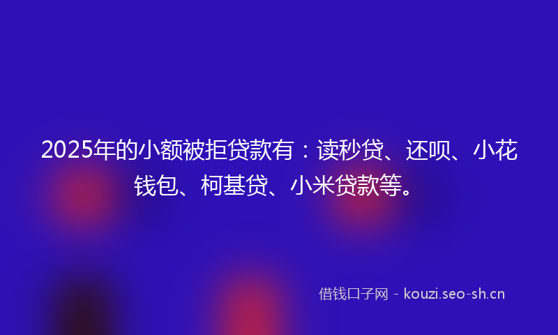2025年的小额被拒贷款有：读秒贷、还呗、小花钱包、柯基贷、小米贷款等。