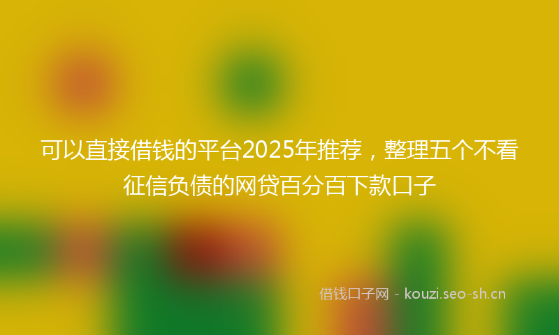 可以直接借钱的平台2025年推荐，整理五个不看征信负债的网贷百分百下款口子