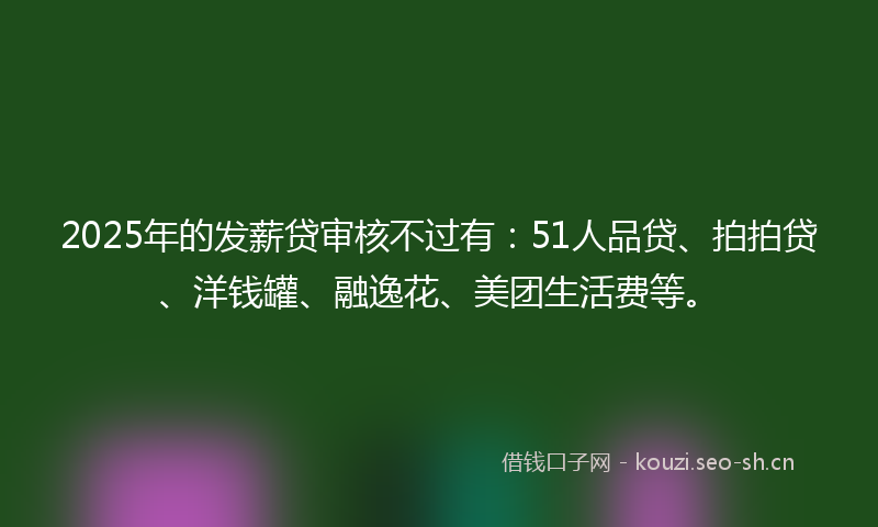 2025年的发薪贷审核不过有:51人品贷、拍拍贷、洋钱罐、融逸花、美团生活费等。