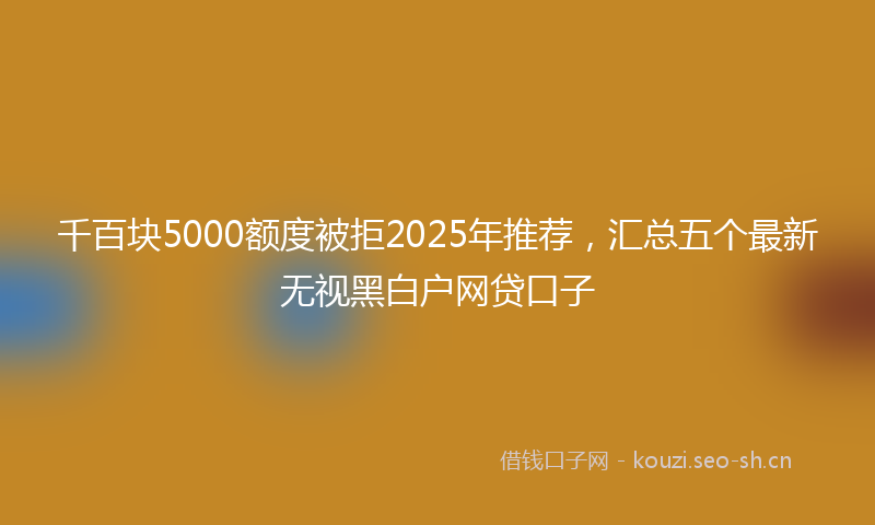 千百块5000额度被拒2025年推荐，汇总五个最新无视黑白户网贷口子