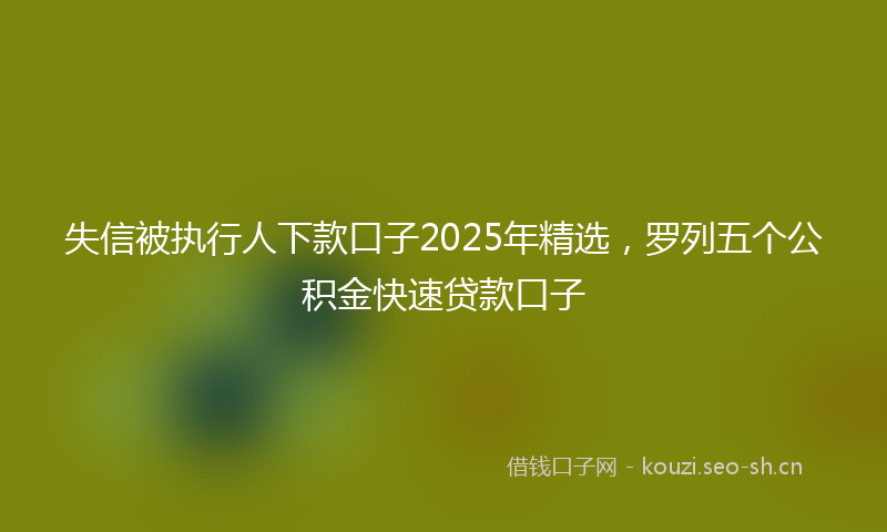 失信被执行人下款口子2025年精选，罗列五个公积金快速贷款口子