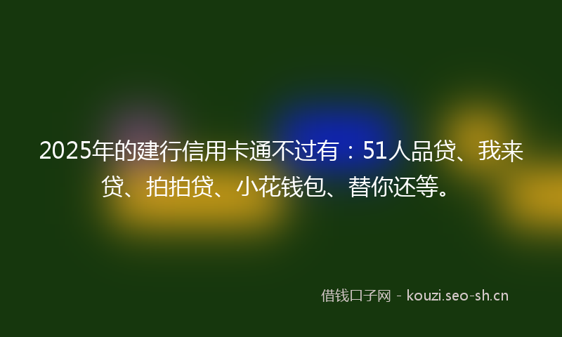2025年的建行信用卡通不过有：51人品贷、我来贷、拍拍贷、小花钱包、替你还等。