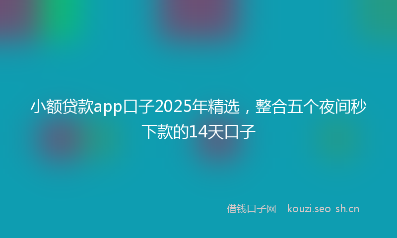 小额贷款app口子2025年精选，整合五个夜间秒下款的14天口子