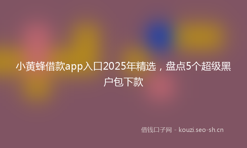 小黄蜂借款app入口2025年精选，盘点5个超级黑户包下款