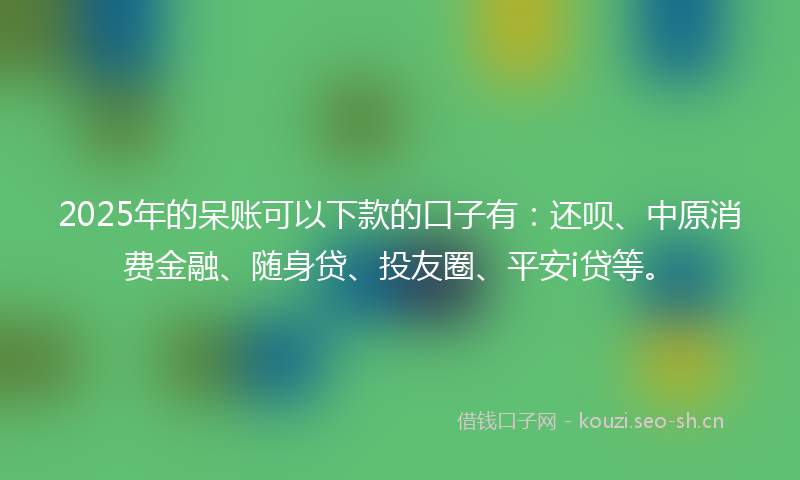 2025年的呆账可以下款的口子有：还呗、中原消费金融、随身贷、投友圈、平安i贷等。
