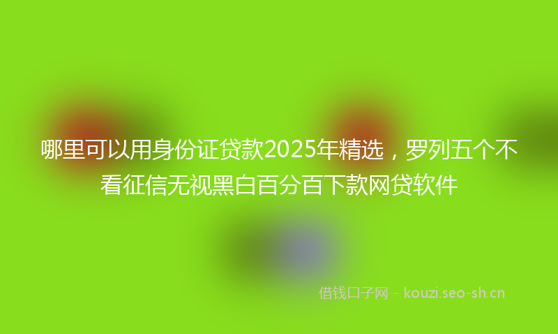 哪里可以用身份证贷款2025年精选，罗列五个不看征信无视黑白百分百下款网贷软件