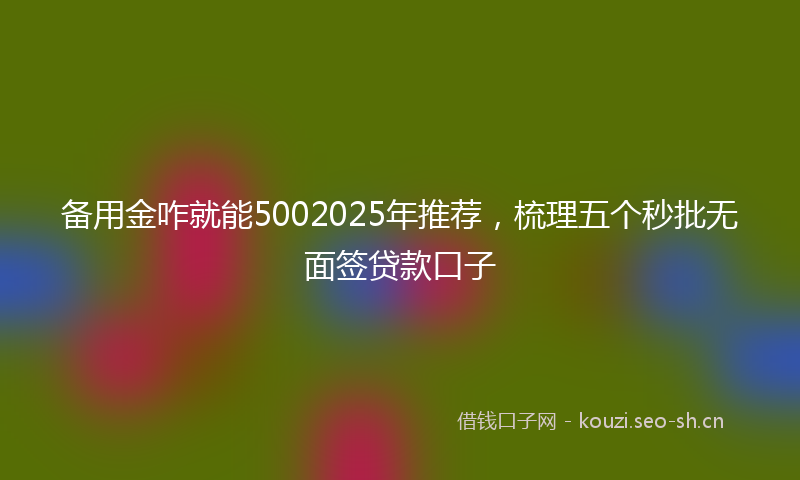 备用金咋就能5002025年推荐，梳理五个秒批无面签贷款口子