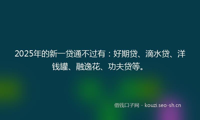 2025年的新一贷通不过有：好期贷、滴水贷、洋钱罐、融逸花、功夫贷等。