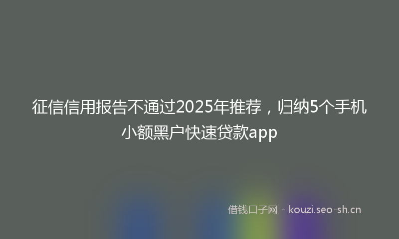 征信信用报告不通过2025年推荐，归纳5个手机小额黑户快速贷款app
